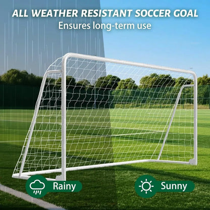 NAIZEA Soccer Goals - Multiple Sizes Available in 24x8 21x7 18x7 12x6 16x7 10x6 8x6 6x4 Feet - Durable Metal Construction for B