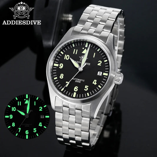 ADDIESDIVE Watches For Men Luxury Business Leisure Automatic Mechanical Men's Watch Fluorescent Waterproof 8215 316L Stainless