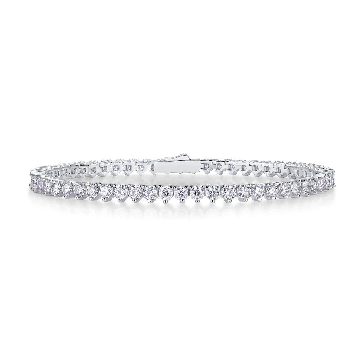 JIUZUAN Moissanite Tennis Bracelet 925 Sterling Silver 18K Gold Plated Tapered Round Design Gift for Women with GRA Certificate