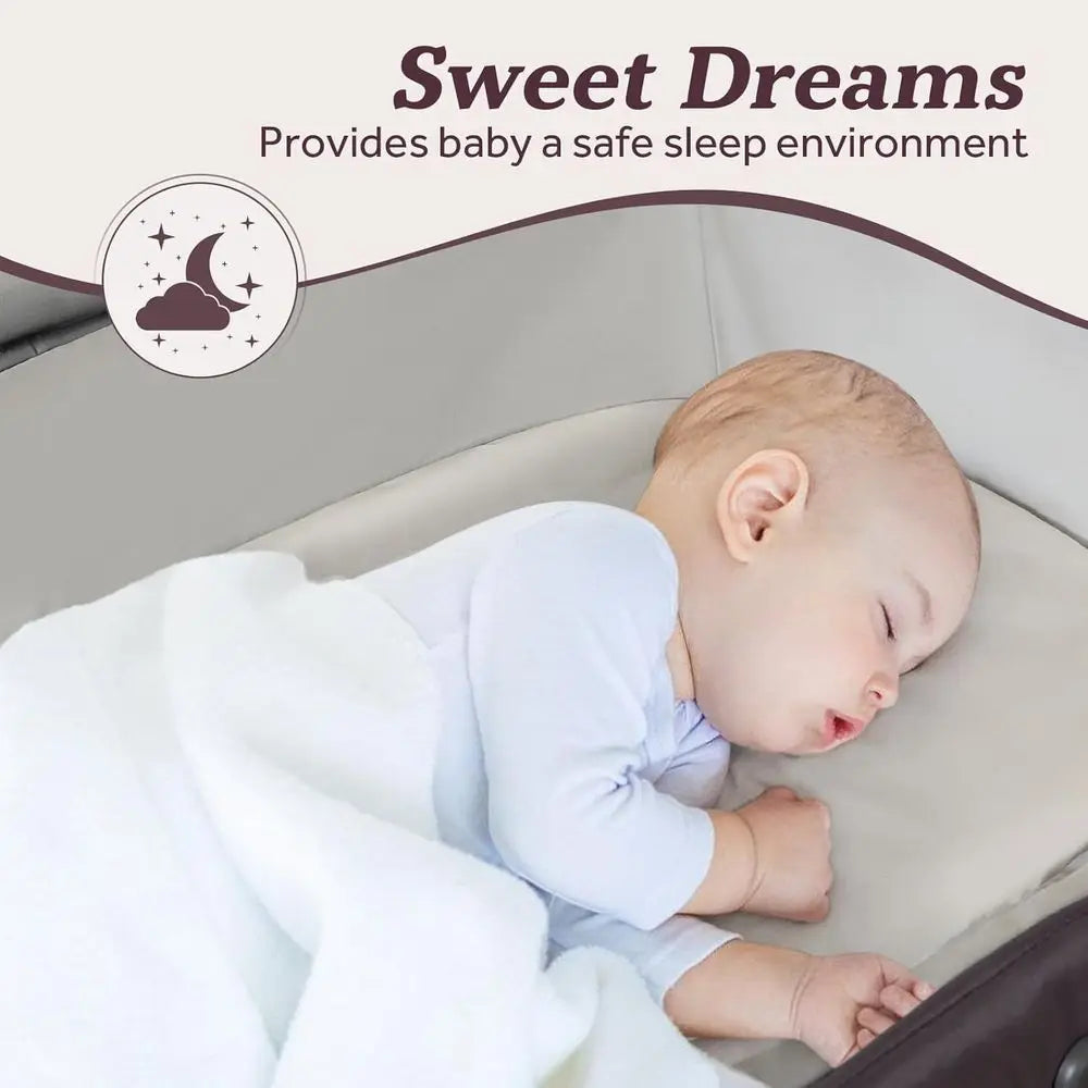 4-in-1 Portable Baby Playard, Foldable Playpen with Bassinet, Canopy, Changing Table, and Travel Crib