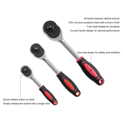 216-Piece Socket Wrench Set, 216-Piece Tool Box with Socket and Ratchet Wrench, with Ring Spanner and Spanner Ratchet