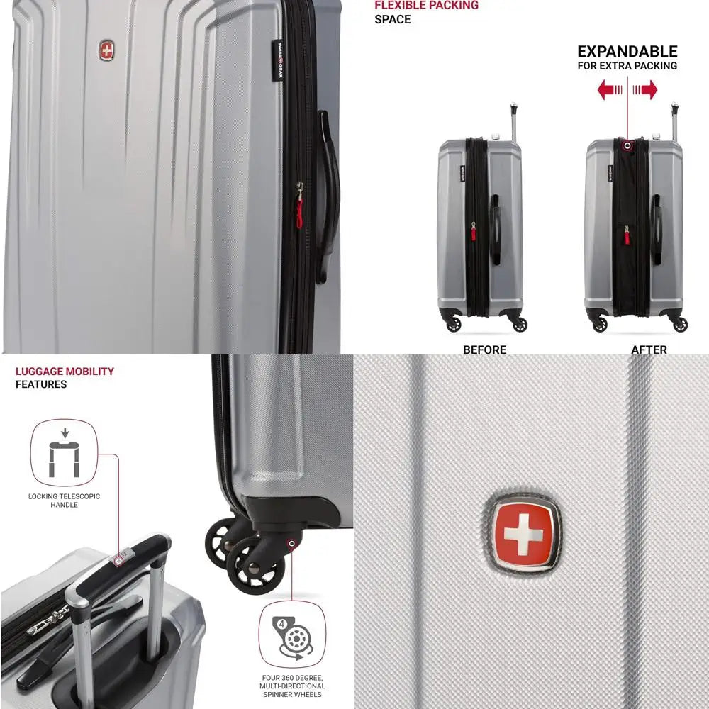 SwissGear 3750 Silver 23 Medium Hardside Spinner Luggage