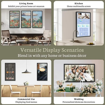 32 Inch Large Digital Picture  Frame with Bluetooth Speaker, Remote Control, Share Pictures via App, Auto-Rotate, Black