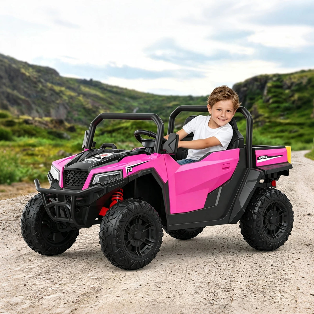 24V 4WD Kids Ride On Dump Truck 2 Seater With Remote, Electric Dump Bed, 800W Motors, Bluetooth Music, LED Lights Ages 3+
