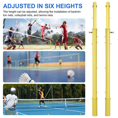 Heavy Duty Volleyball Pole with Volleyball Net & Badminton Net Adjustable Height Volleyball Pole Sport Telescopic Posts