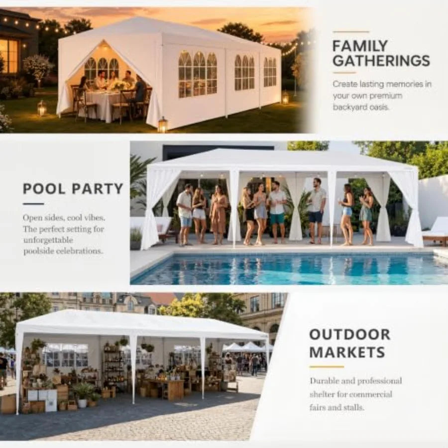 Feet Party Tent, Large Outdoor Canopy with 8 Removable Sidewalls