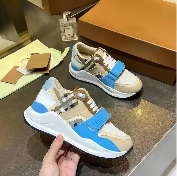 Vintage Suede Casual Shoes Sneaker Leather Flat Trainers Golden Sliver Mesh Shoes Outdoor Runner Trainers Men Sport Shoes