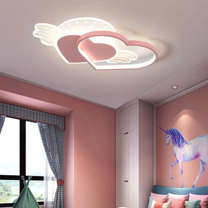 Creative Cartoon Ceiling Lamp Living Room Children's Bedroom Boy Girl Pink Love Wings Chandelier Warm Romantic Room Decor Light