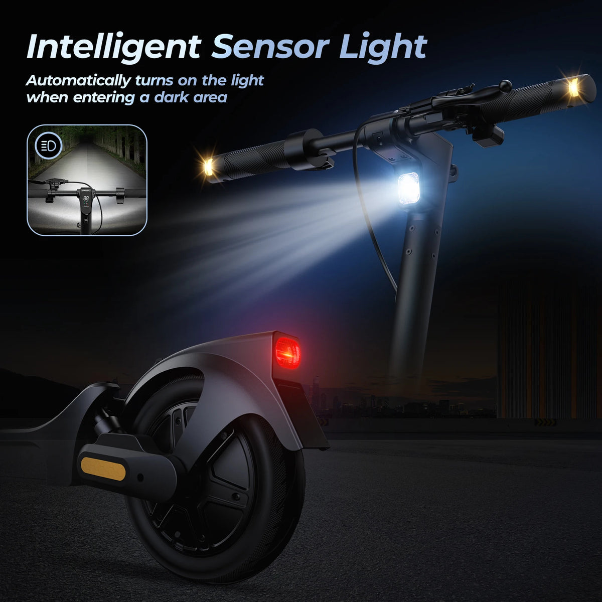 10'' Foldable Electric Scooter for Adults 36V 500W Powerful Motor 36 Miles Range Dual Braking System 20mph Max Speed APP Control