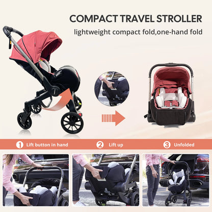 Adjustable baby stroller，Newborn travel car, lightweight and foldable, adjustable handle, can be pushed in both directions