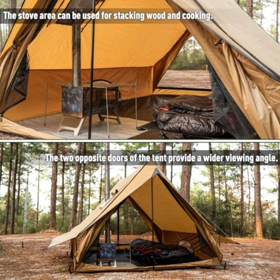 Camping Hot Tent Cabin Tent Chalet 70 Pro Portable Wall Tent with Stove Jack and Two Poles for 2-3 Person Hiking Backpacking