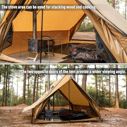 Camping Hot Tent Cabin Tent Chalet 70 Pro Portable Wall Tent with Stove Jack and Two Poles for 2-3 Person Hiking Backpacking