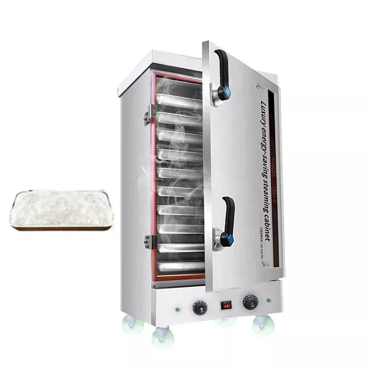 Automatic 8 10 12 24 Tray Steamer Round Noodle Food Gas Electric Momo Bun Dumpling Rice Steaming Machine
