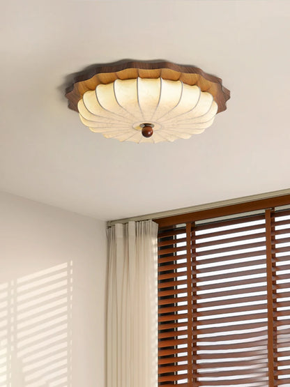 Japan Vintage Wood Ceiling Light Retro Cloth Ceiling Chandelier Restaurant Hotel Fabric Art Deco Light Living Room Mood Light