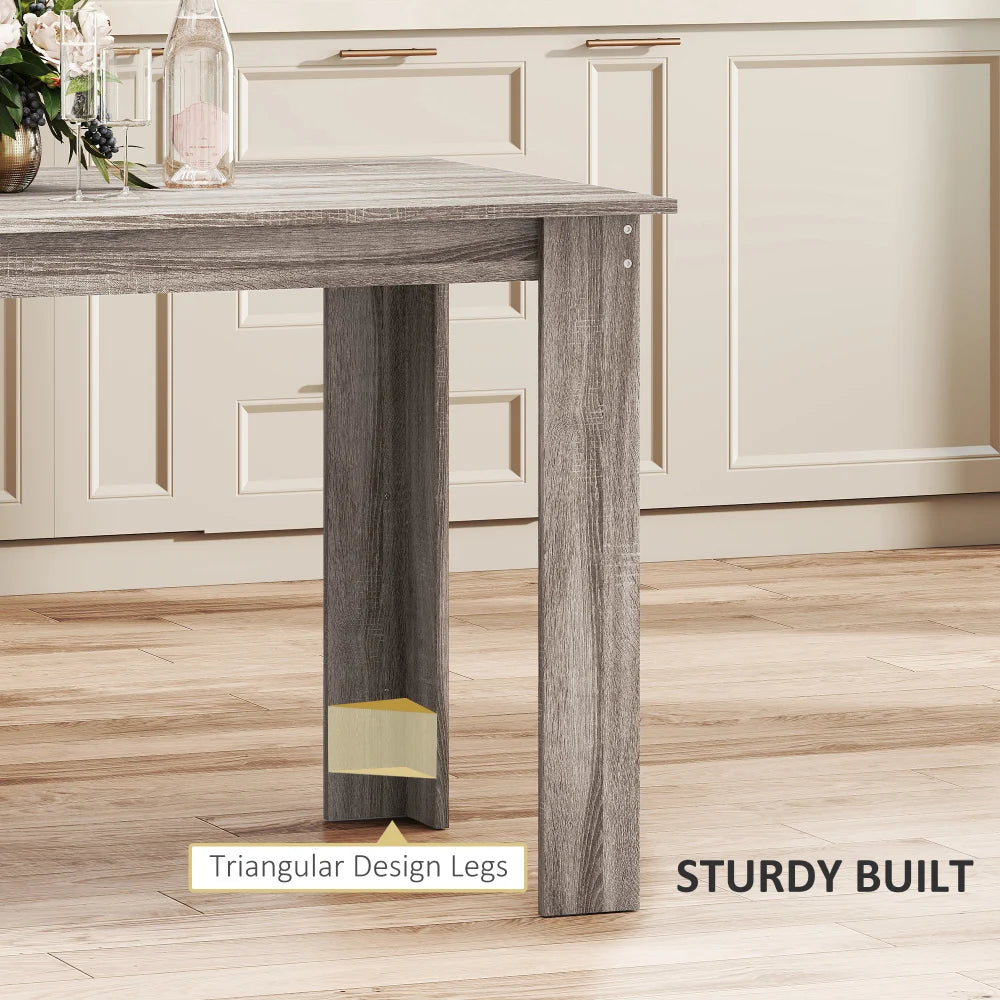 Modern 6‑Person Dining Table, 47.2" W Small Kitchen Dinner Table with Water‑Resistant Melamine Wood‑Grain Surface, Triangular Leg Stable Frame for Small Dining Area