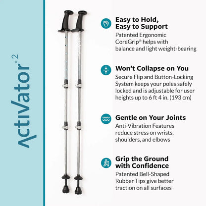 Adjustable Aluminum Nordic Walking Sticks for Hiking, Lightweight & Collapsible with Ergonomic Grip, Up to 6'4" Height