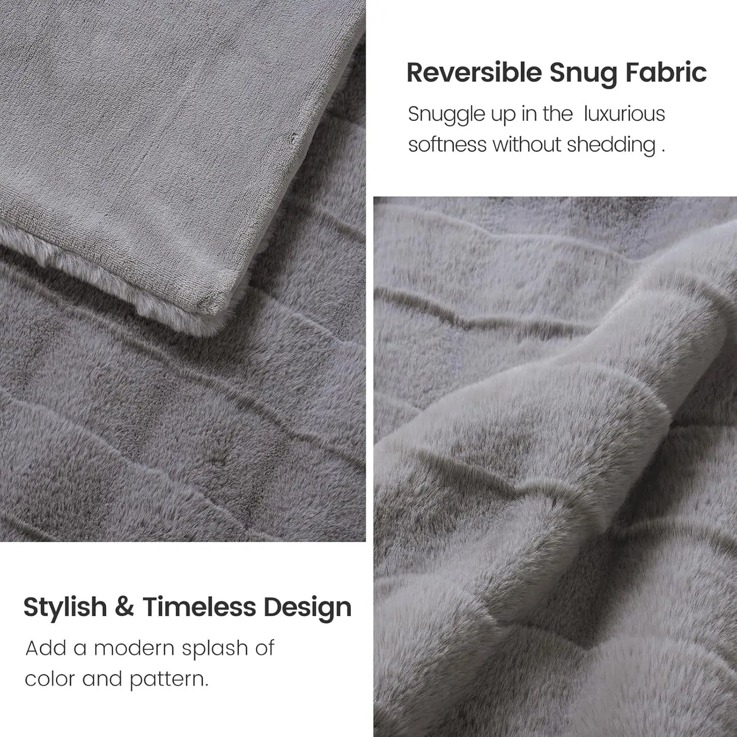 Fluffy Faux Fur Throw Blanket 60x80 Inches, Ultra Soft Grey Blanket for Couch Sofa Bed Living Room, Warm Cozy Gift