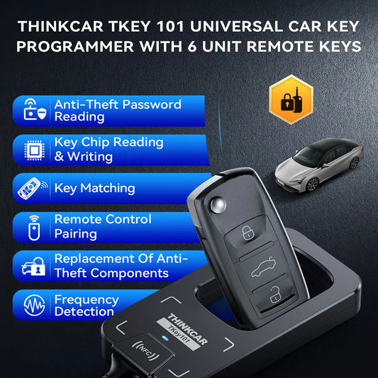 THINKCAR Tkey 101 Car Programming Tools With 6 Unit Remote Keys Support Key Chip Reading Remote Control Pairing For 689BT 892BT