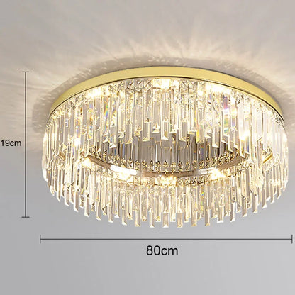 Modern Round Luxury Crystal LED Ceiling Lamps Minimalist Living Room Decor Chandelier Bedroom Whole House Indoor Lighting Home