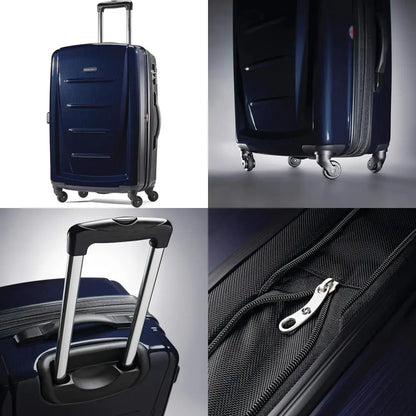 Medium Navy Expandable Spinner Luggage with Hardside, 24-Inch, Ideal for Travel and Business Trips