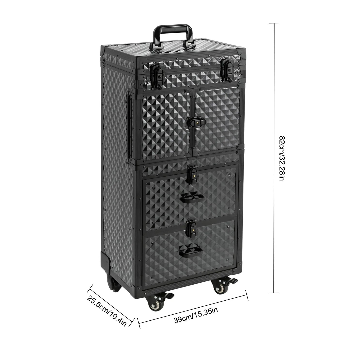 Cosmetology Case on Wheels Rolling Makeup Train Case Nail Travel Case for Nail Tech Professional Rolling Makeup Case with Drawer