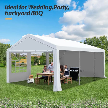 Heavy-Duty 13x20 Foot Outdoor Wedding Party Tent with Detachable Sidewalls for Events and Shelters