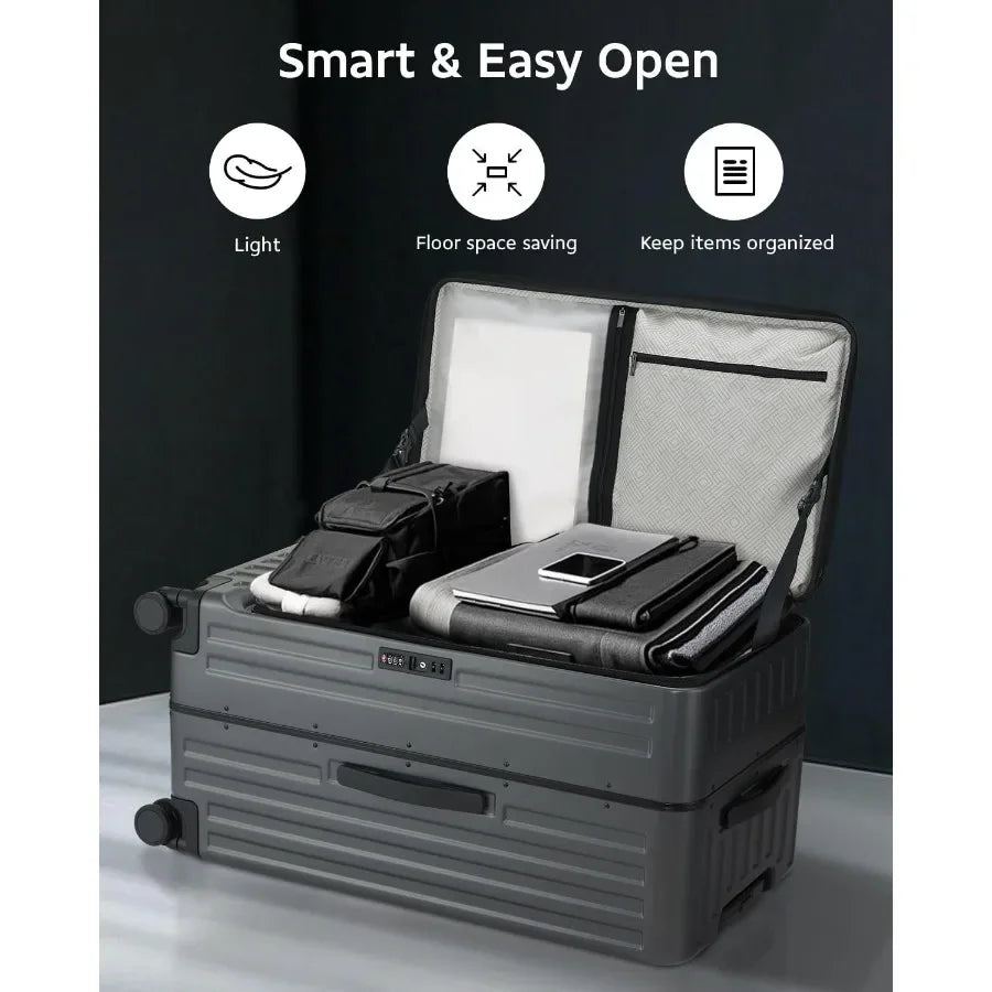 Checked Luggage, Top Opening Aluminum Frame Trunk Suitcase