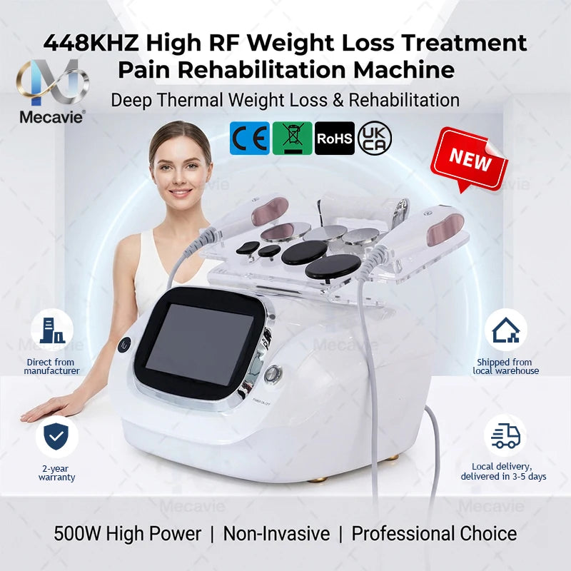 448KHz High RF Body Sculpting Machine 500W High Power Deep Heat Therapy Non Invasive Fat Reduction Skin Tightening Pain Recovery