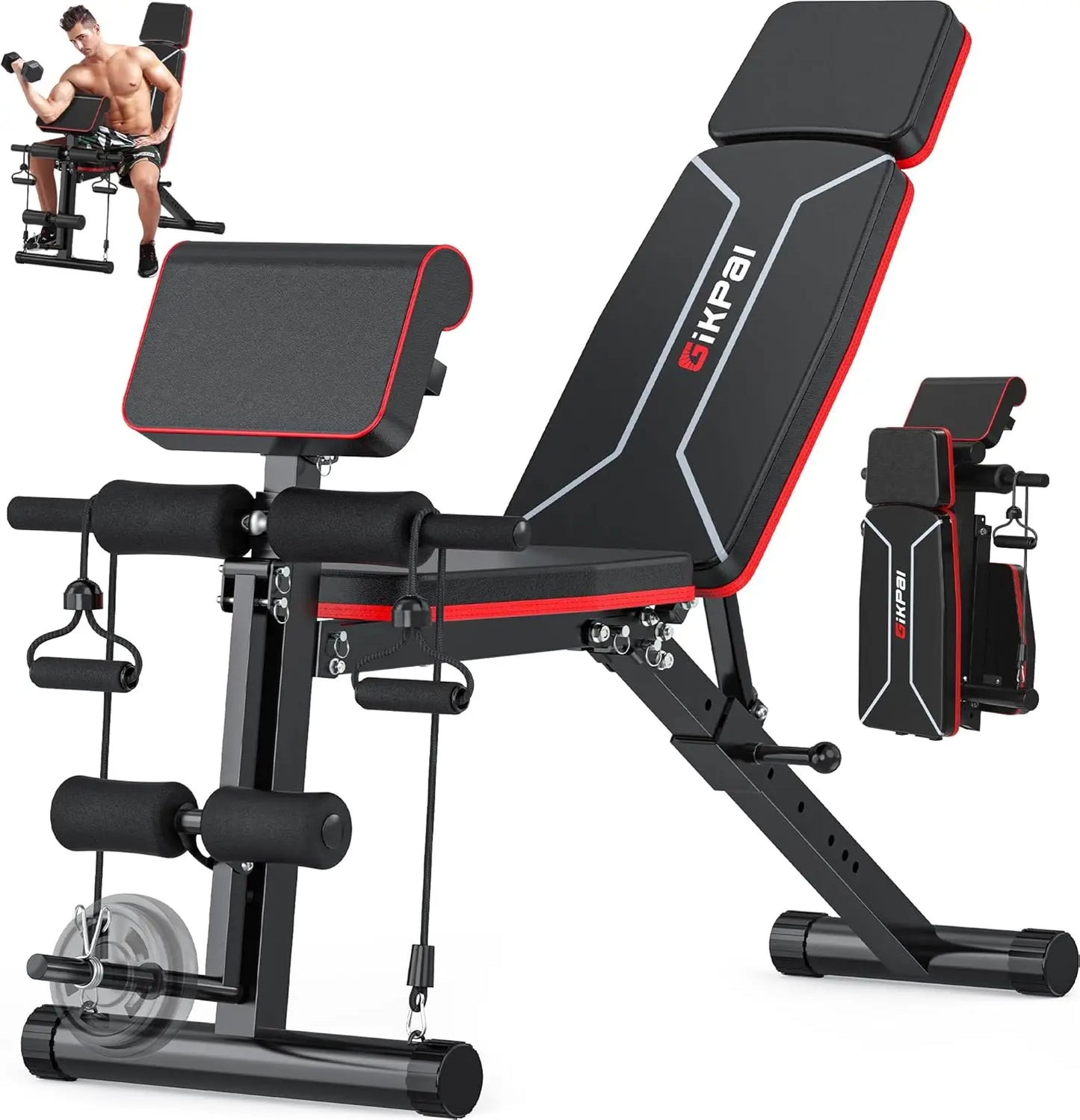 Weight Bench - Workout Bench Press for Home Gym, Foldable Incline Decline Sit up Exercise Bench for Full Body