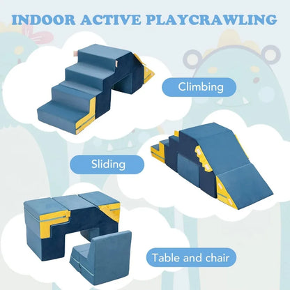 Climbing Toys Foam Soft Play for Toddlers, Dinosaur Foldable Soft Climber Play Sets，Indoor Beginner Playground Toddler Climber w