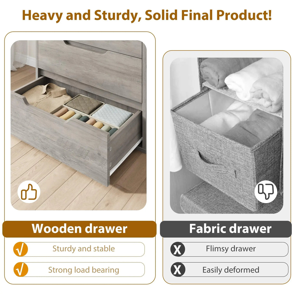 5 Drawer Dresser For Bedroom Freestanding Horizontal Drawer Storage Unit Wooden Closet Chest For Living Room Hallway Entryway