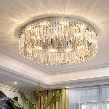 Modern Round Luxury Crystal LED Ceiling Lamps Minimalist Living Room Decor Chandelier Bedroom Whole House Indoor Lighting Home