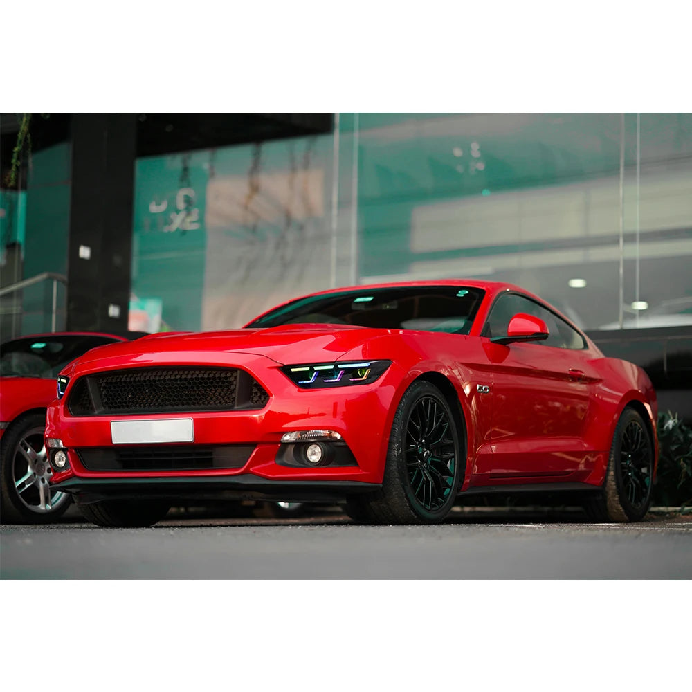 RGB Headlights For Ford Mustang 2015-2017 A Pair of LED HeadLamps Assembly Projector Car Accessories