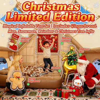 8-10 Person Christmas Inflatable Tent for Camping, Blow Up Tent with Waterproof Canopy,Glamping Inflatable Tent with Stove Jack