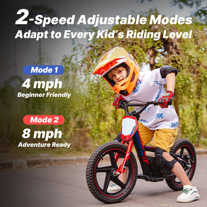 RFN Kids 24V Electric Balance Bike – 170W Motor, 2-Speed Mode, 12" Off Road Electric Dirt Bike, Safe Starter Ebike for Ages 3+