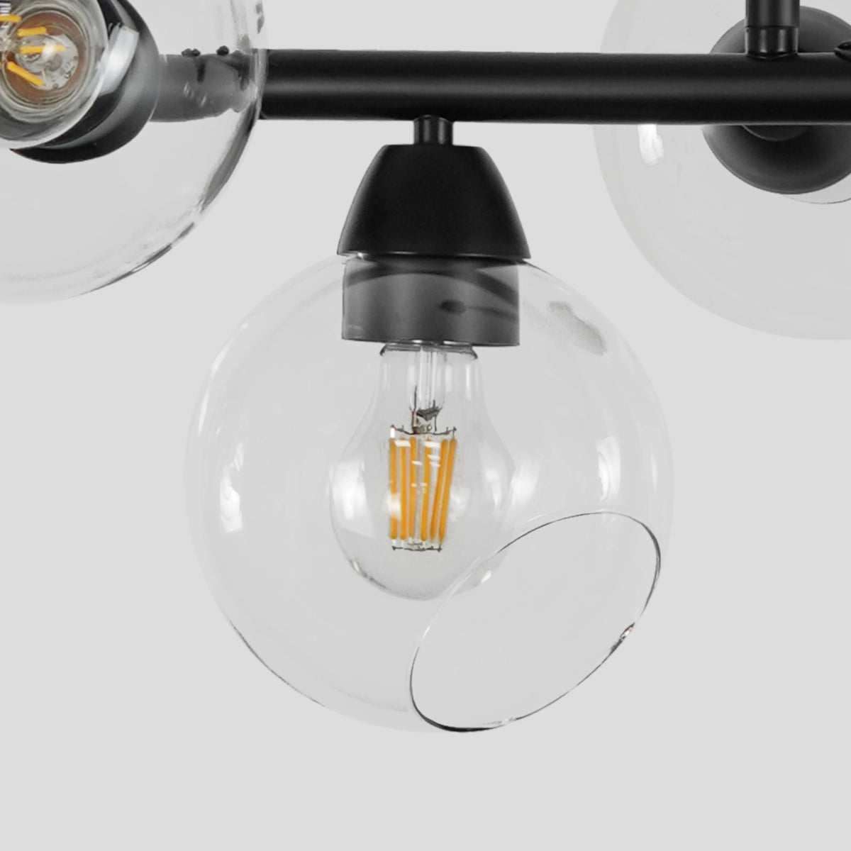 Modern Linear Chandelier Dimmable Glass Bubble Pendant Light Kitchen Living Dining Room Black Home Decor Hanging Lamp