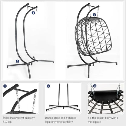 Extra Large Double Hanging Egg Chair 2 Person Outdoor Indoor Heavy-Duty 700 Lbs Wicker Hammock Swing Chair with Stand,Customized