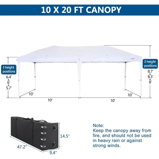 10x20 Ft Pop Up Canopy Tent with 6 Sidewalls, Canopy 10x20 with Carry Bag, Outdoor Gazebo Canopy Tent Camping Tent,Easy Setup