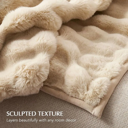 EverGrace Ultra Sot Luxury luy aux Rabbit ur Throw Blanket, Thick Warm Bubble Throw or Bed, Cozy Plush Reversible Blankets or Co