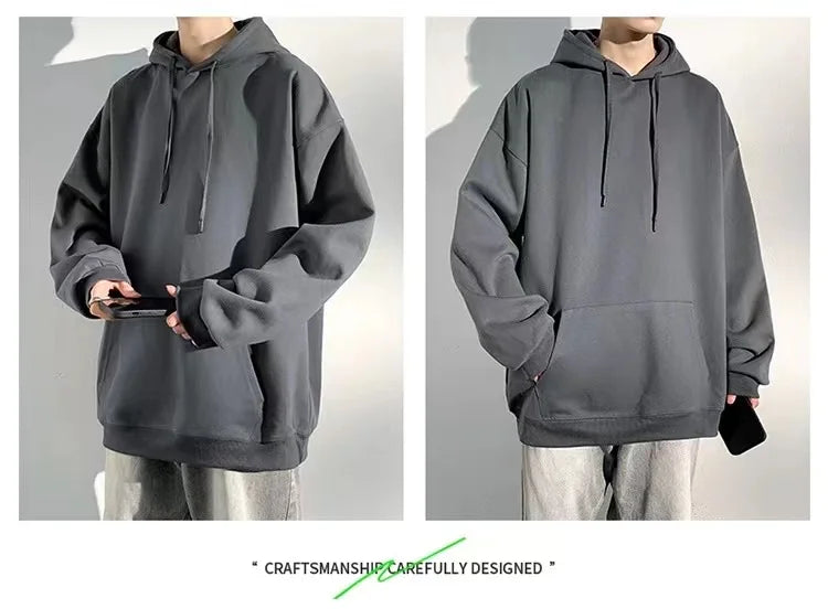400G Heavy-duty Velvet Autumn and Winter Hooded Sweater Multi-color Solid Color Simple and Thick Sports Hoodie for Men and Women