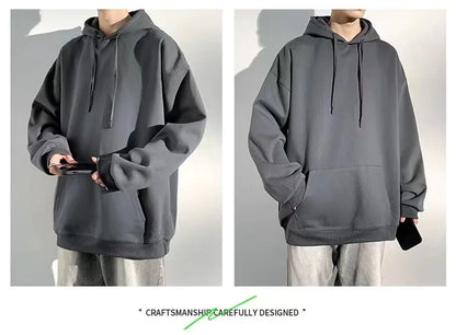 400G Heavy-duty Velvet Autumn and Winter Hooded Sweater Multi-color Solid Color Simple and Thick Sports Hoodie for Men and Women