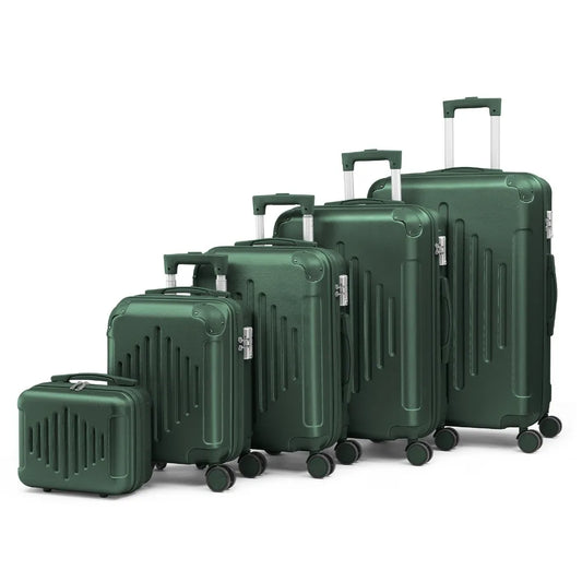 Luggage Sets 5 Rolling Travel Luggage Trolley Case for Men Women Retro Green