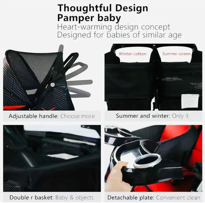 Twins baby stroller,Lightweight ,travel friendly ,ultra comfort and folding，gift for mom