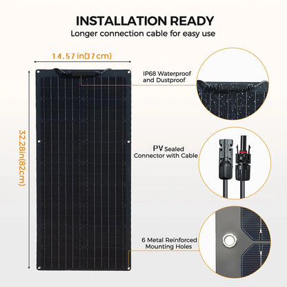12V Flexible Solar Panel Kit Monocrystalline Solar Cell 50W 100W 120W 240W PV For Home RV & Boat solar power China Drop Shipping