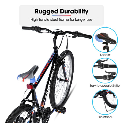 HILAND 24 26 inch Mountain Bike for Men Women, 18 Speeds High-Carbon Steel Frame, Sport Cycling MTB Bicycle for Adult, Student