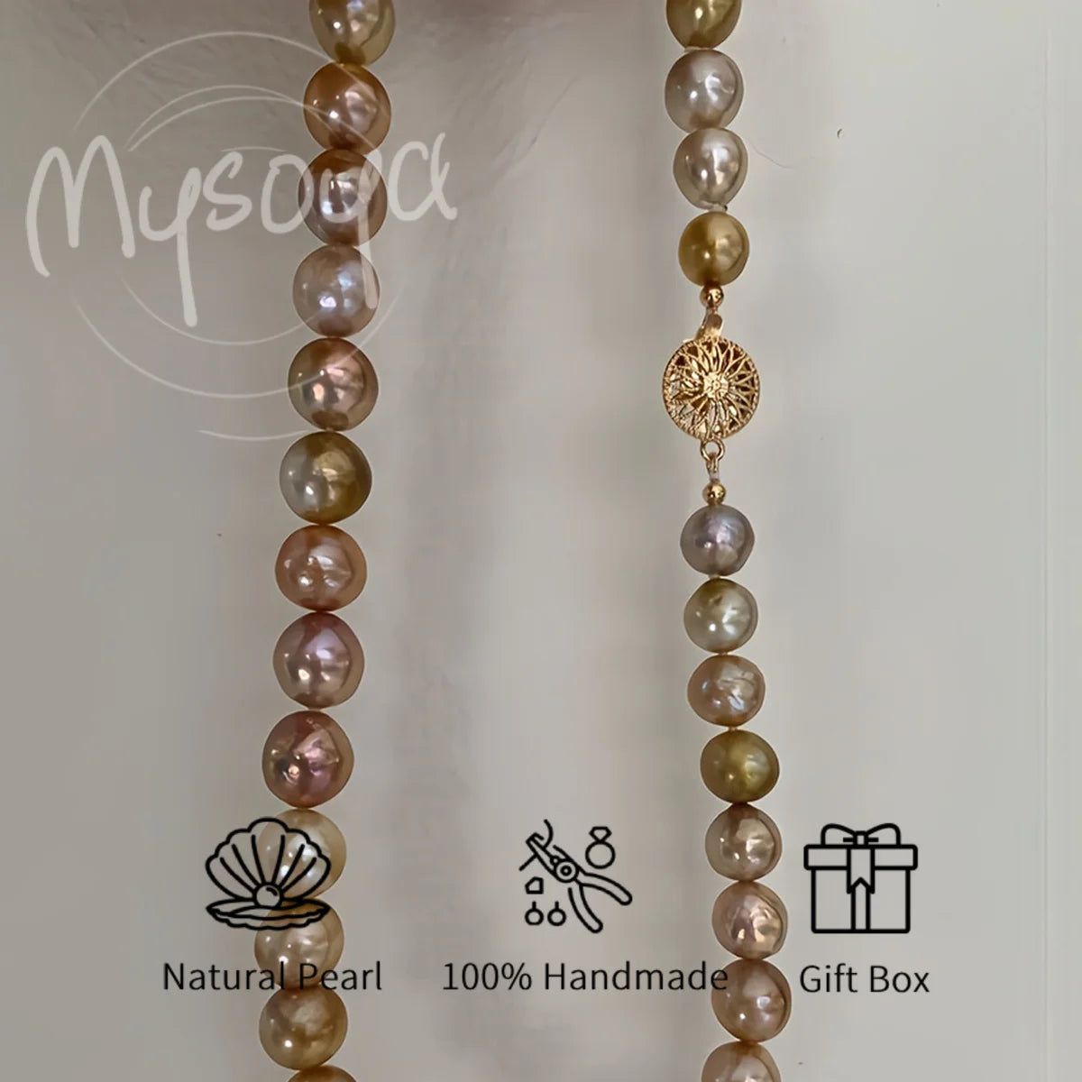 MYSOYA 10-12mm Classic Pink Purple Edison Freshwater Pearls With Gift Box Perfect Gift For Wedding Birthday Christmas New Year