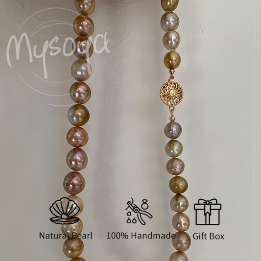 MYSOYA 10-12mm Classic Pink Purple Edison Freshwater Pearls With Gift Box Perfect Gift For Wedding Birthday Christmas New Year