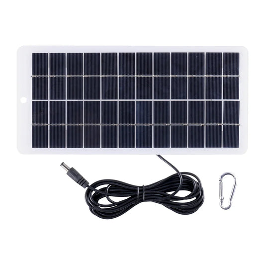 12V Solar Panel Polysilicon 10W Solar Power Bank with DC Port Carabiner Emergency Solar Panel for Monitoring Camera/Mobile Phone