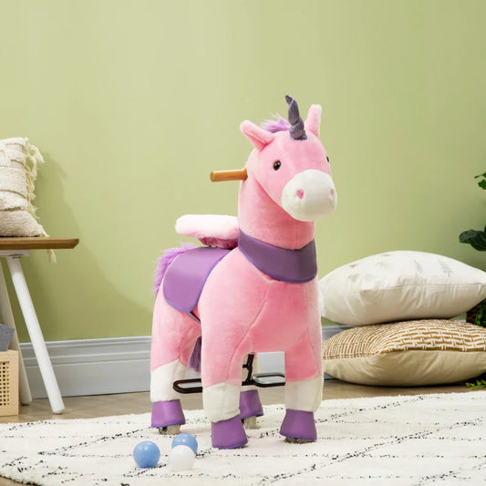 Self Walking Riding Unicorn Shining Horns Soft Plush Mount Weight Capacity Children  Plush Unicorn