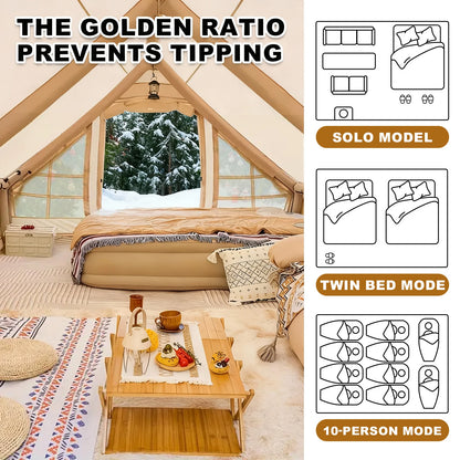 8-10 Person Christmas Inflatable Tent for Camping, Blow Up Tent with Waterproof Canopy,Glamping Inflatable Tent with Stove Jack